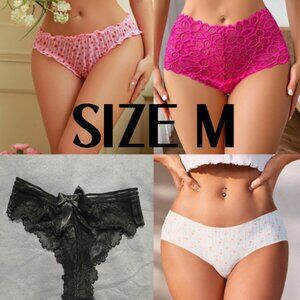 Lot 4 Shein Panties Floral Printed, Lace, Thong, Sexy Lingerie Size M